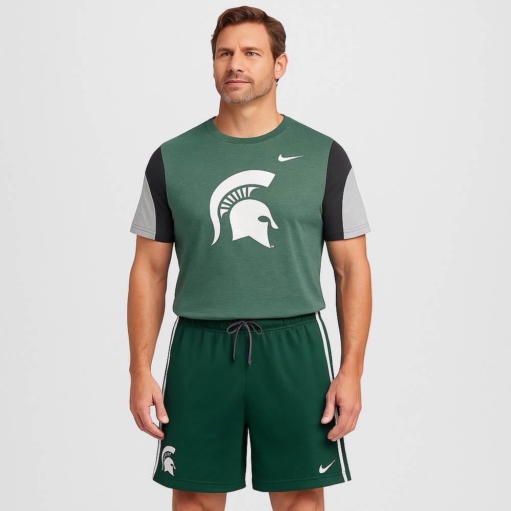 EUC Nike Michigan State Spartans Mesh Athletic Shorts – Green – Size XXL - W51 - Picture 2 of 7